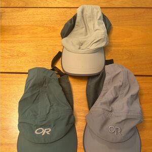 Outdoor Research Sun Hat Trio in Light Gray, Slate Gray, and Olive